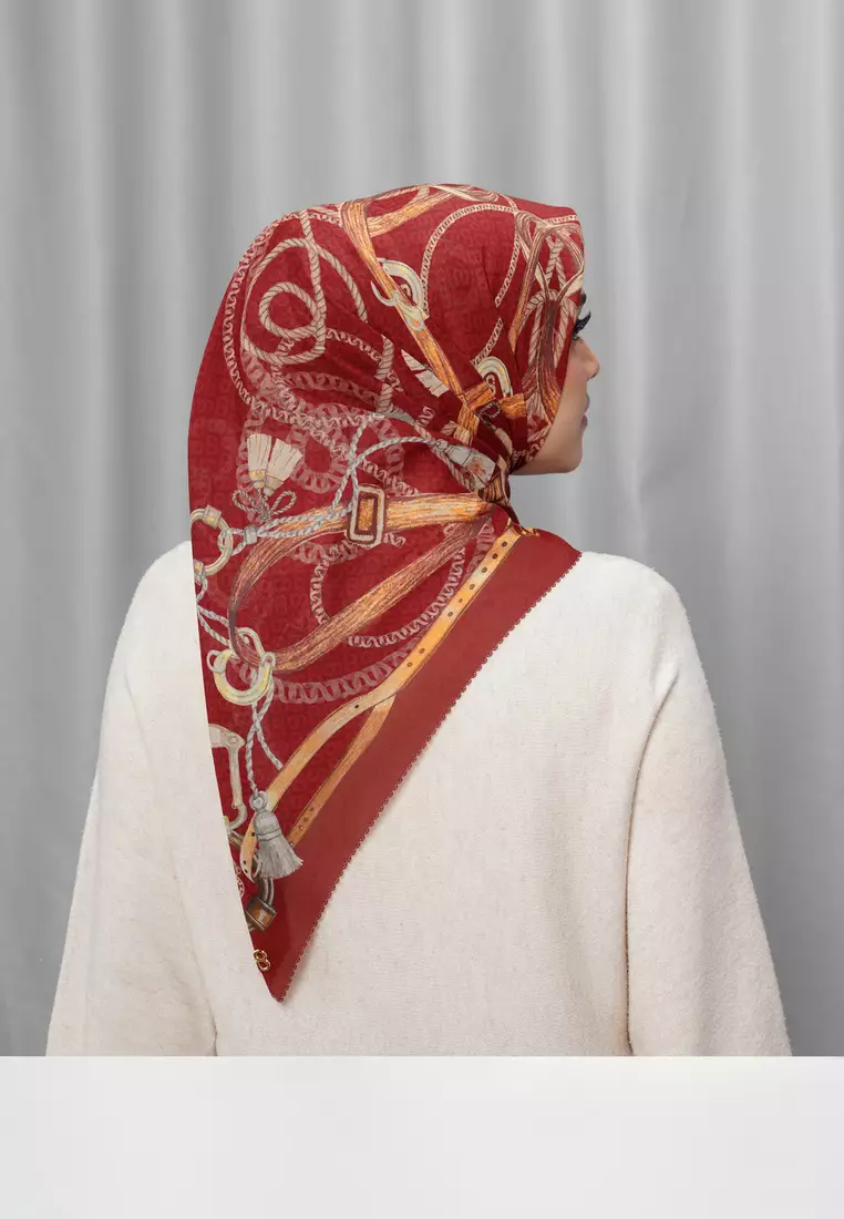 Alexandra Silk Jacquard Square - Crimson