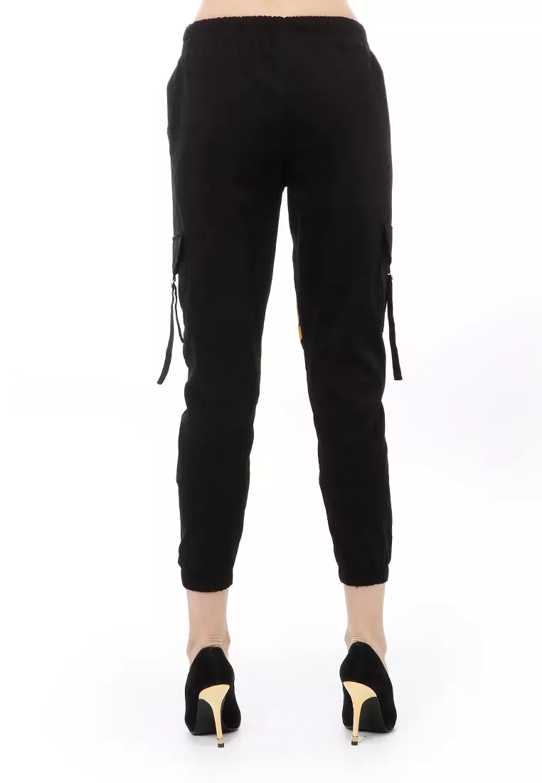 Jourel Jogger Pants Wanita Style Knee Line Material Combed twell Stretch Premium ORIGINAL - Black