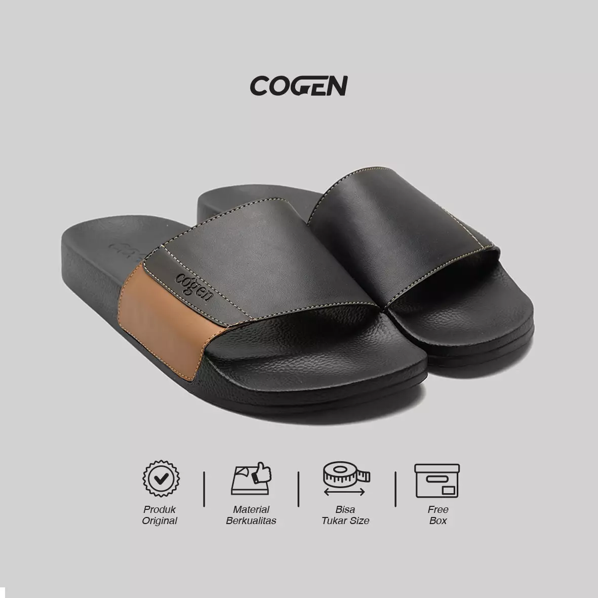 Sandal Pria Cogen Fun Series - Black Tan