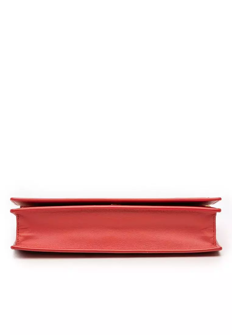 Pre-Loved Celine Leather Frame Wallet On Chain