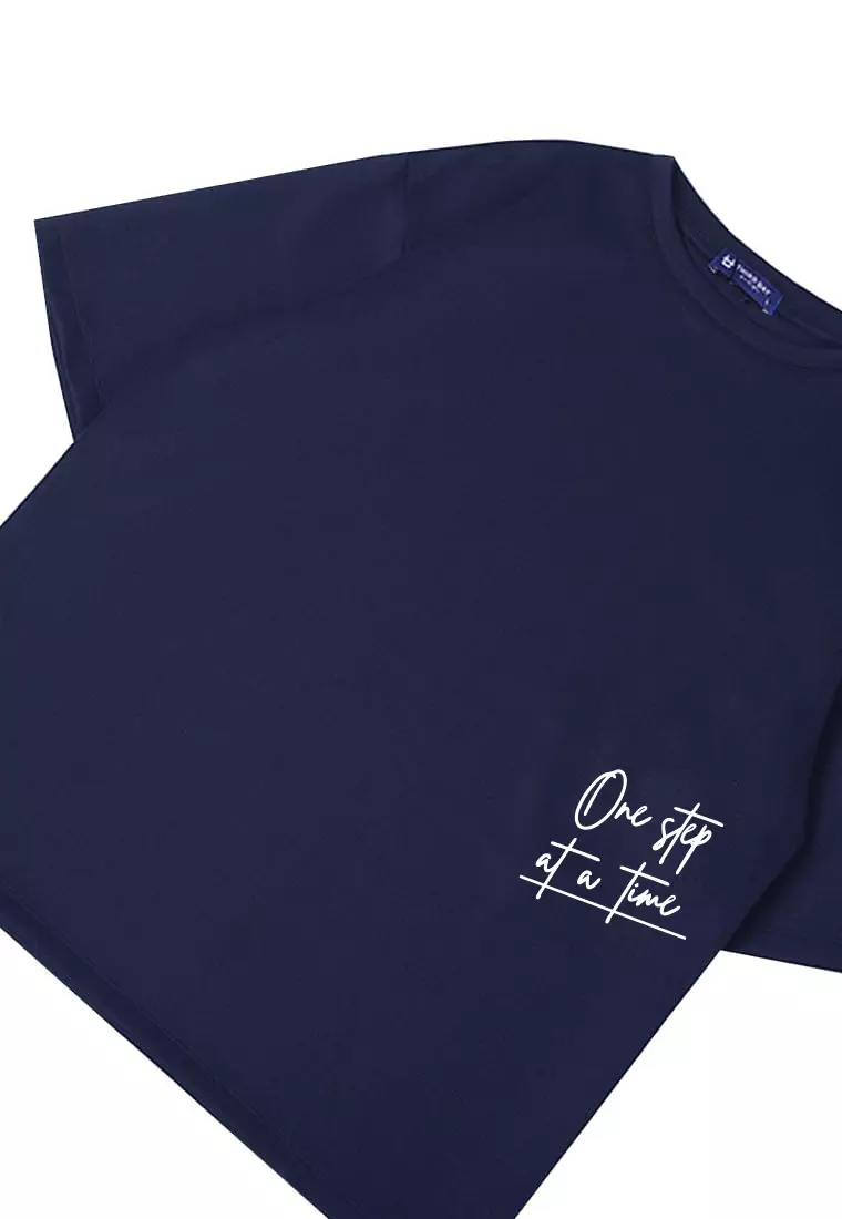 MTW06 kaos oversize keren scubalux "one step at a time" navy