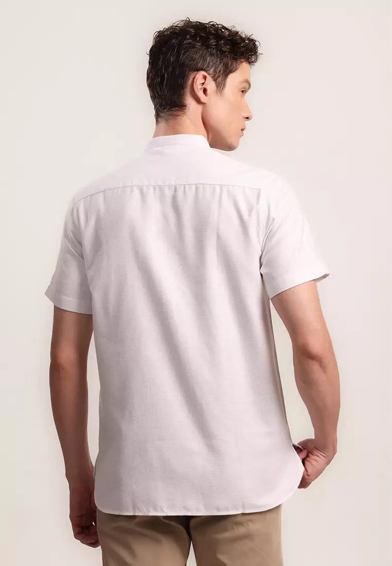 MOC Kemeja Shanghai Lengan Pendek Pria Darem - White