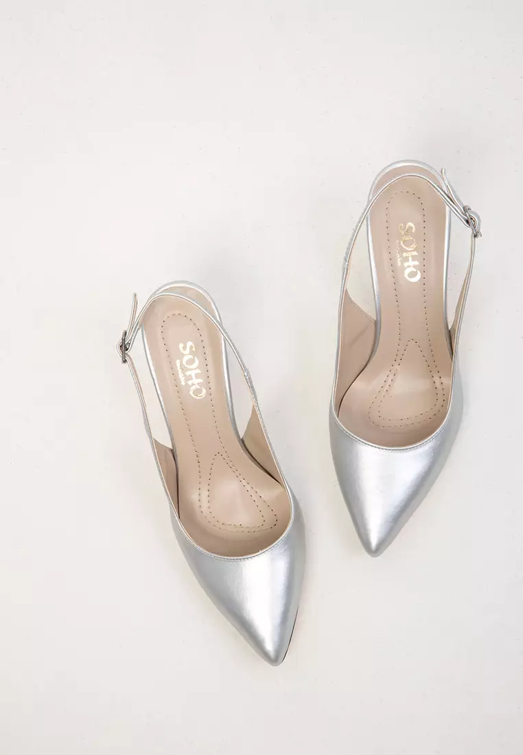 Silver Women's Classic Heeled Shoes 16835