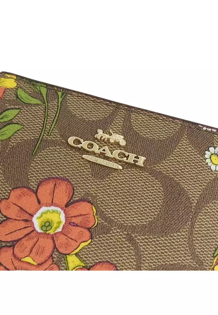 Signature Canvas Coach Snap Card Case Butterfly Snap Wallet In