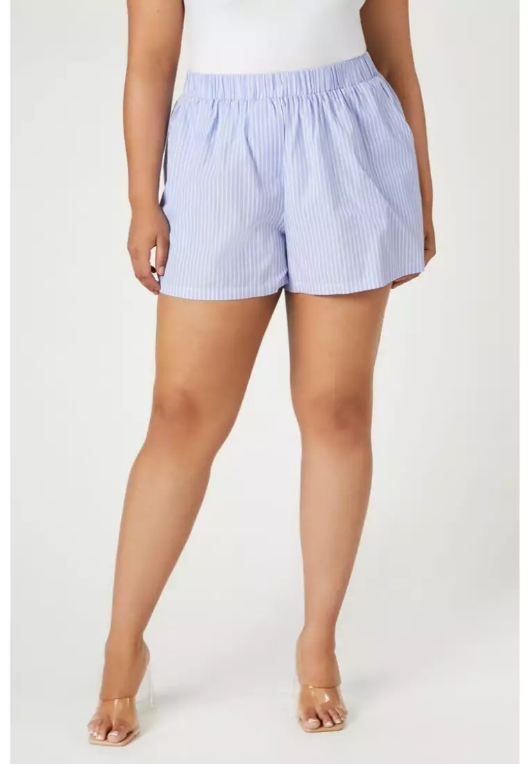 Buy FOREVER 21 Plus Size Poplin Striped Shorts 2024 Online