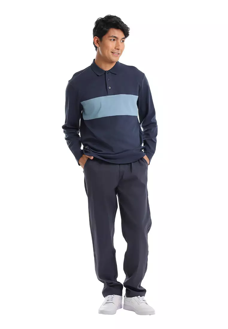 Forest Premium Weight Cotton Interlock Long Sleeve T Shirt  - 24063-33Navy