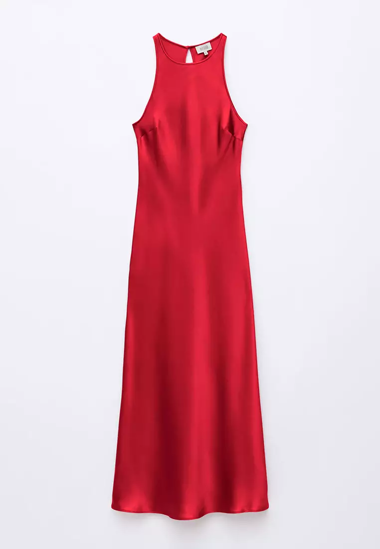 Sleeveless Satin Midi Dress