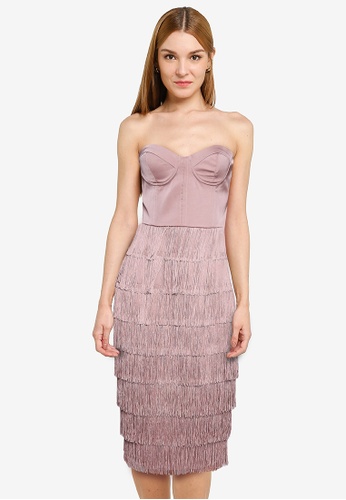 pink fringe midi skirt