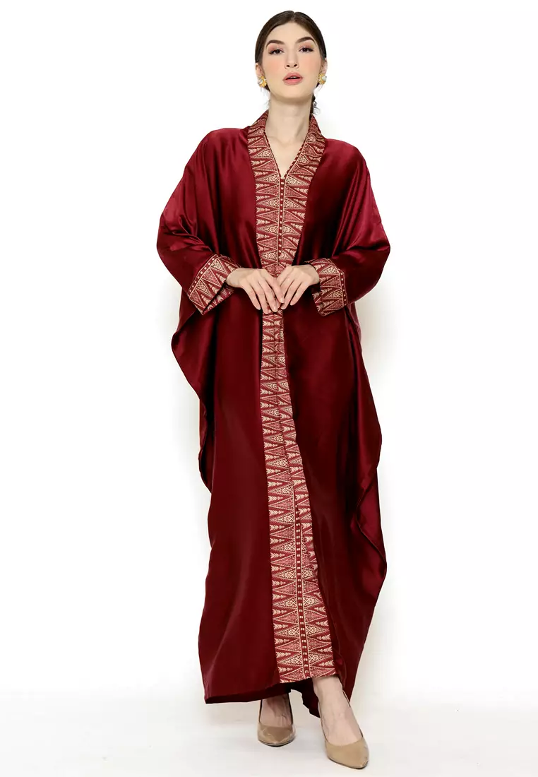 Kanzi Long Sleeve Songket Kaftan White