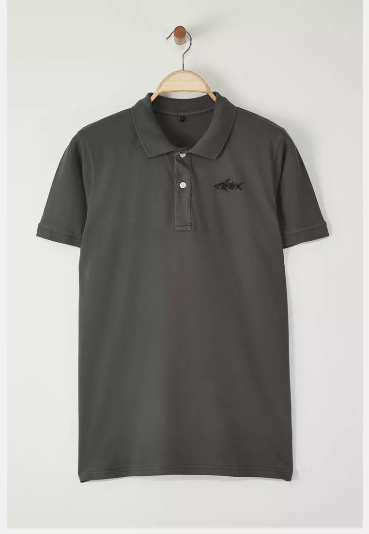 Smoke Regular Embroidered Knitted Polo Neck T-shirt TMNSS25PO00046