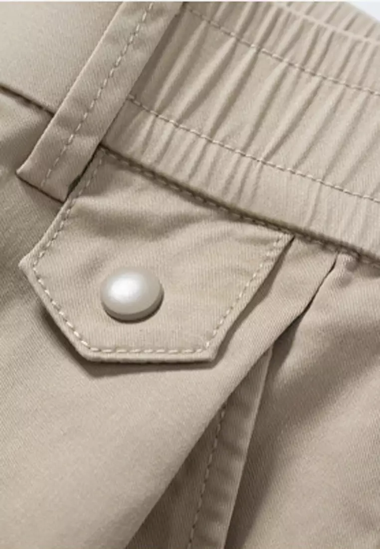 型男修身斜布褲