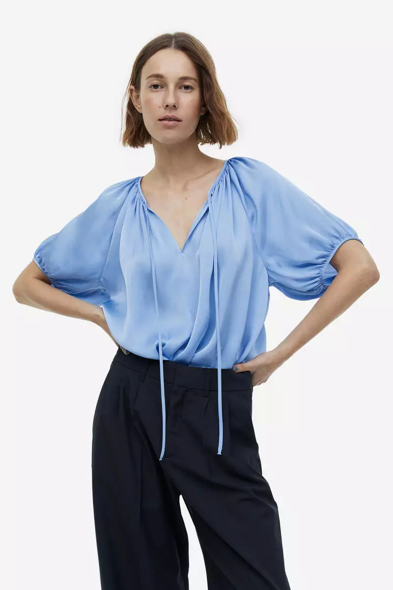 H&M Lace-trimmed Satin Top