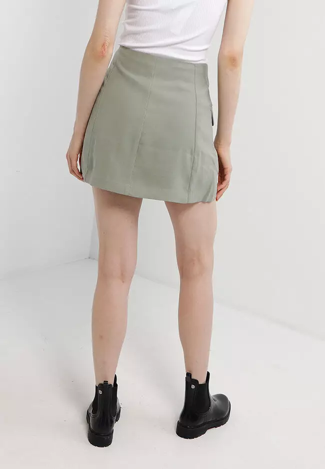 Double button wrap mini skirt top