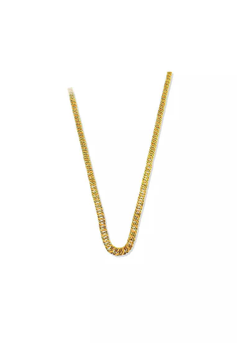 916/22K Gold Hollow Double Centipede Chain Necklace R025 (5.50MM, 52CM)