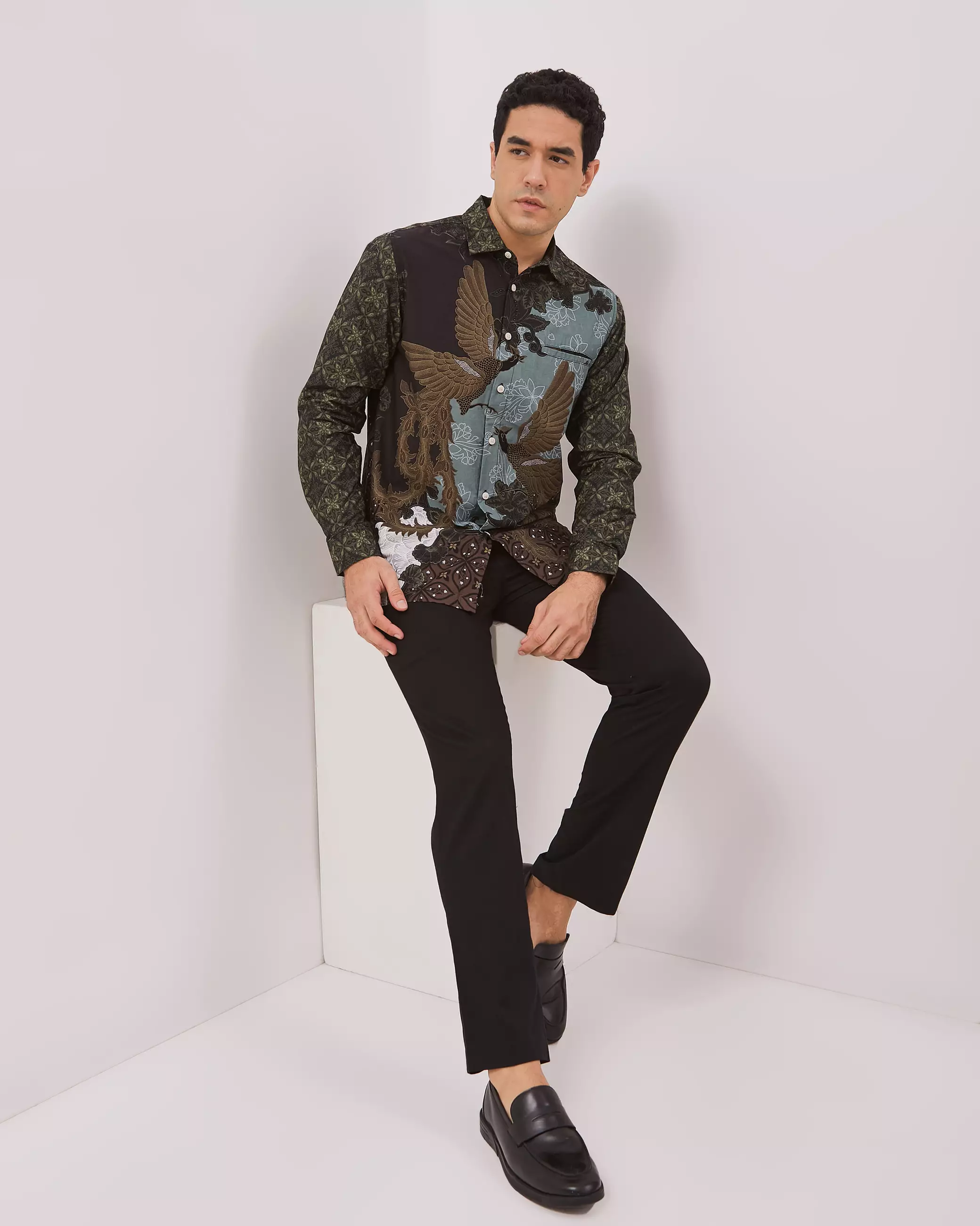 AMK Kemeja Batik Pria Lengan Panjang SHB Banjarejo Ls Black