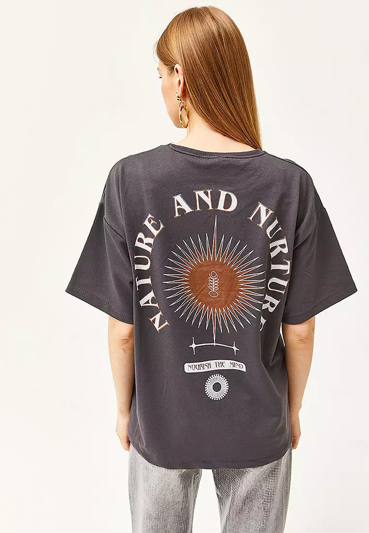 Symbol Front Back Printed 2 Thread Unisex Oversize T-Shirt