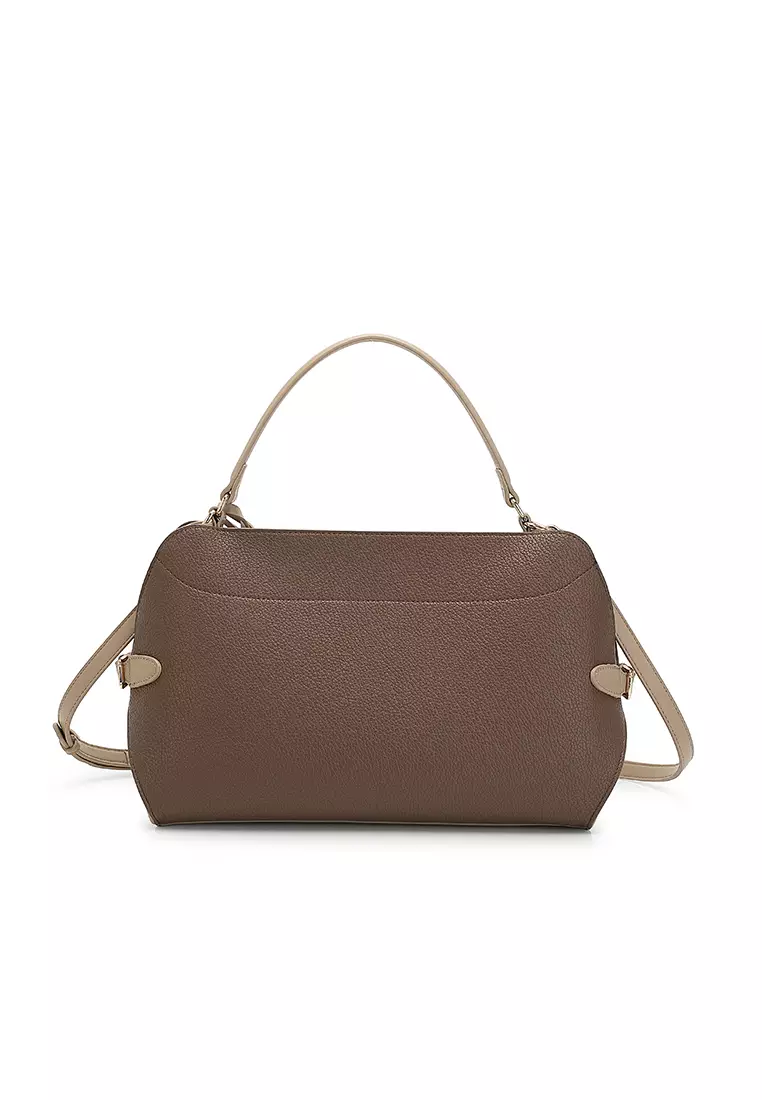 Women's Top Handle Bag / Sling Bag / Crossbody Bag / Shoulder Bag - Dark Brown / Apricot