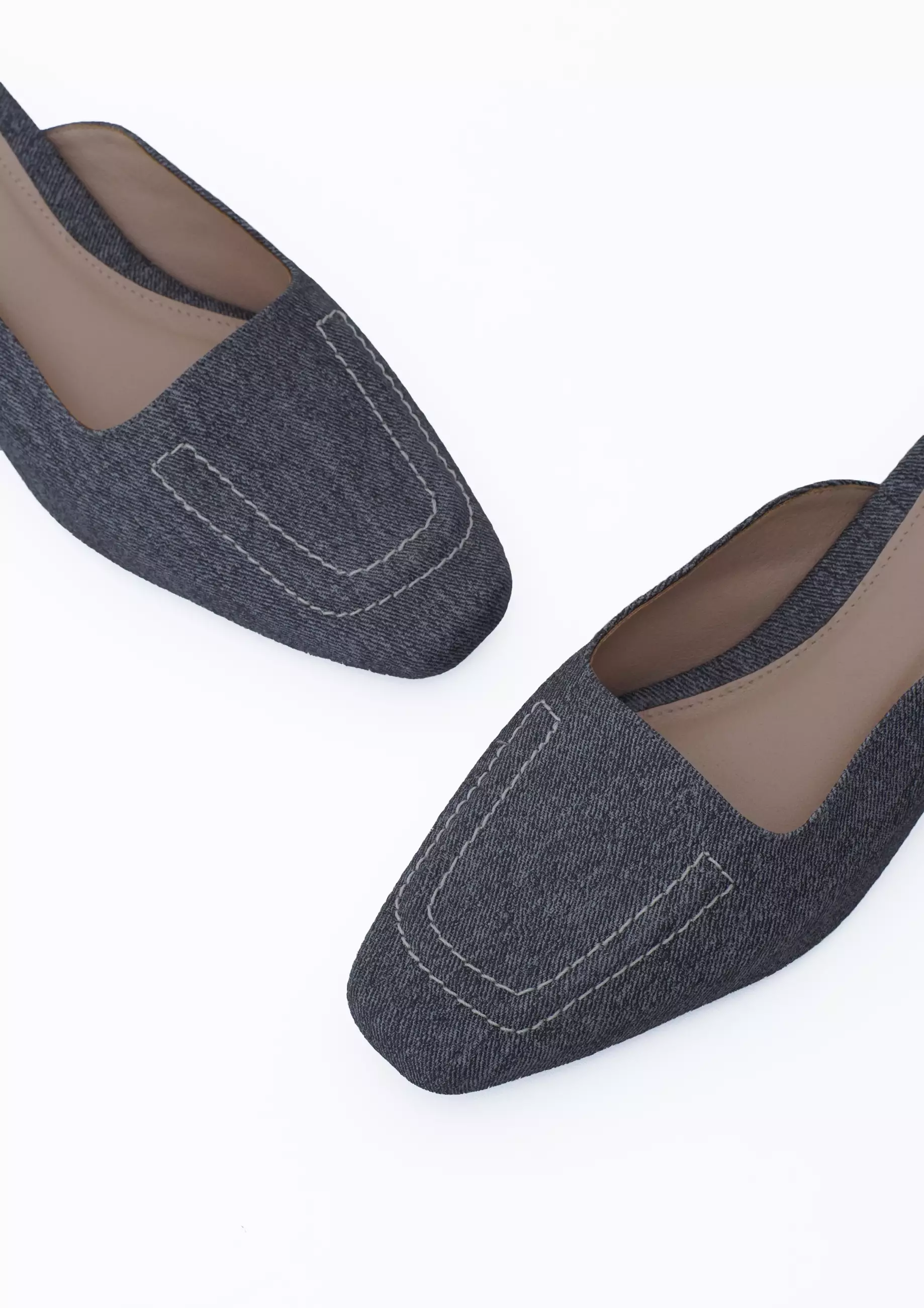 VIVI NICI - Darlene Sepatu Mules Wanita Hak 3 cm Grey Flannel