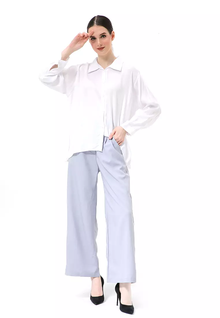 Ayudia Shirt Long Sleeve Atasan Wanita Premium Quality - Putih