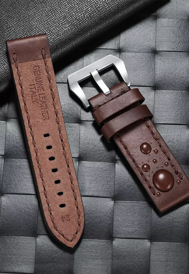 Tali Kulit Asli Jam Tangan Leather Strap 22mm cokelat
