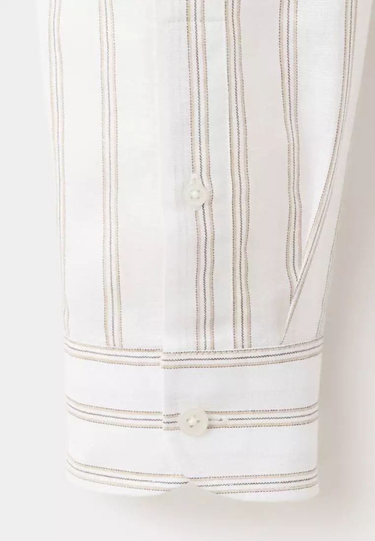 Linen-Cotton Blend Stripe Shirt