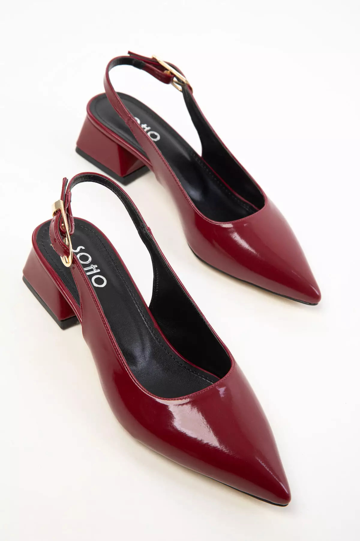Claret Red Patent Leather Women's Classic Heeled Shoes 20421