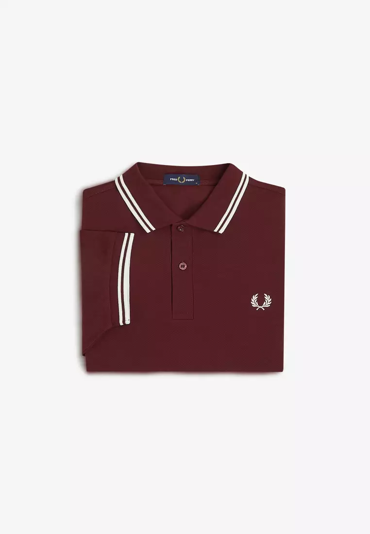 Fred Perry M3600 Twin Tipped Fred Perry Shirt (Oxblood / Ecru / Ecru)