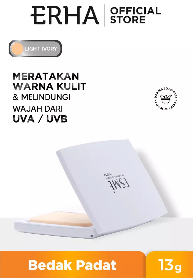Erha Esme Twin Silk Compact Powder Light Ivory 13G - Bedak Padat