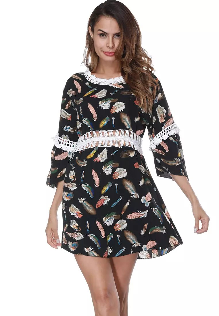 Buy LYCKA LTH4044 European Style Beach Casual Outer Dress Black