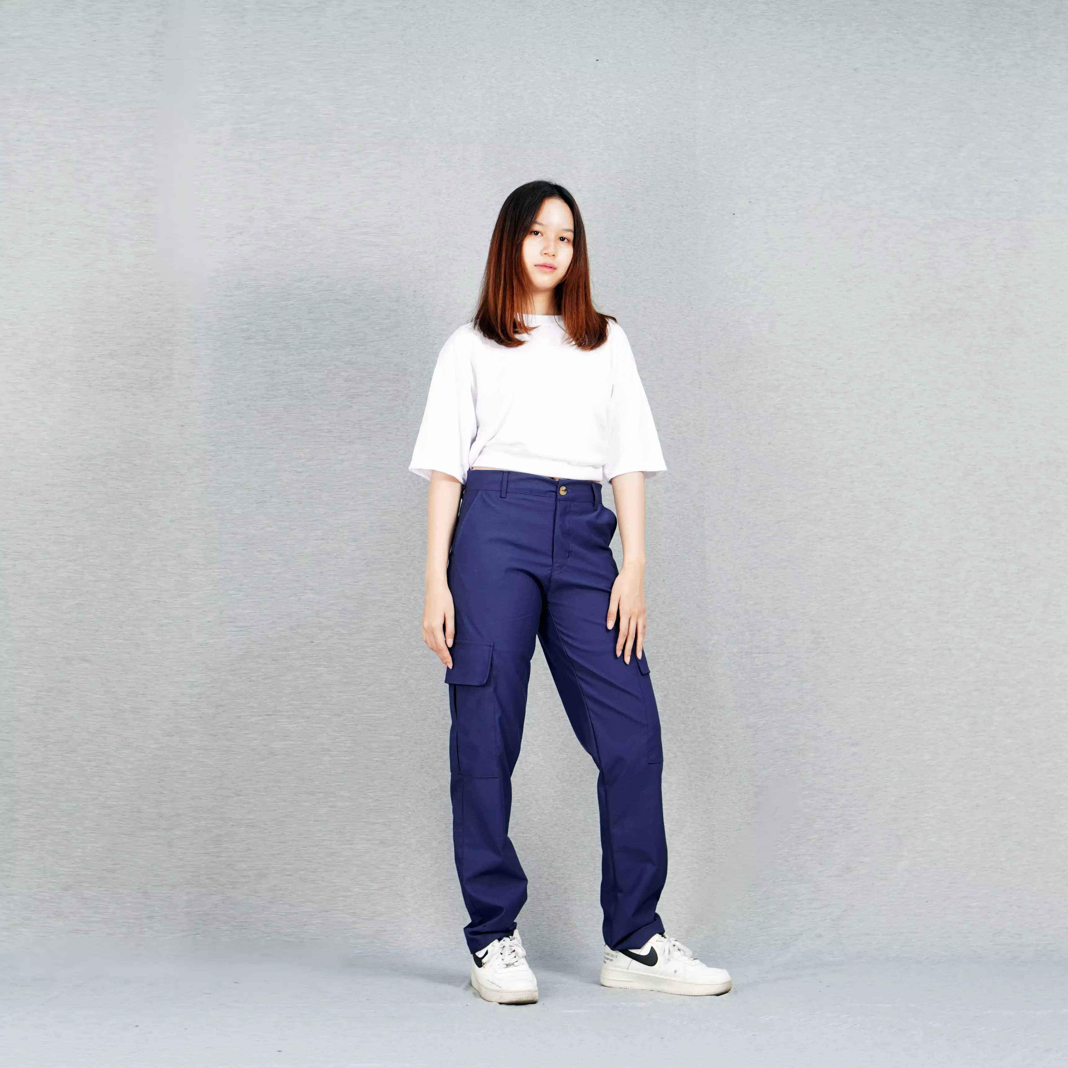  RAYSA Celana Panjang Cargo Celana Cargo Wanita Celana Wanita Celana Kargo - NAVY