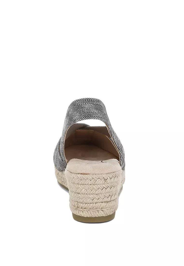 Buy London Rag Metallic Woven Espadrille Wedges in Black 2026 Online ...