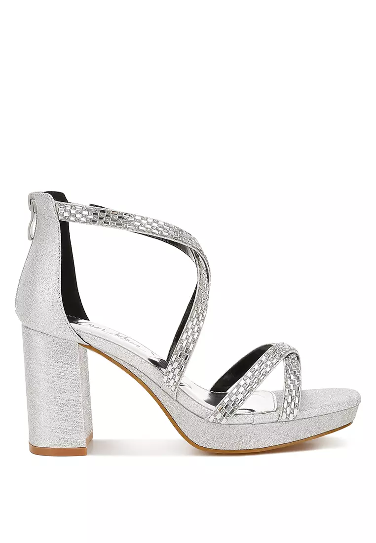 Discount on London Rag  shoes - SKU: Rhinestones Embellished Strappy Sandals in Silver