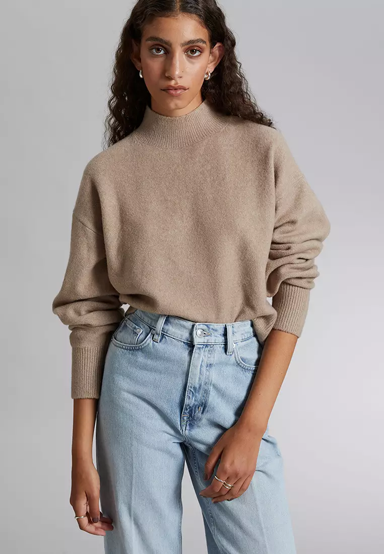 ESPRIT - Mock Neck Rib-Knit Sweater at our online shop