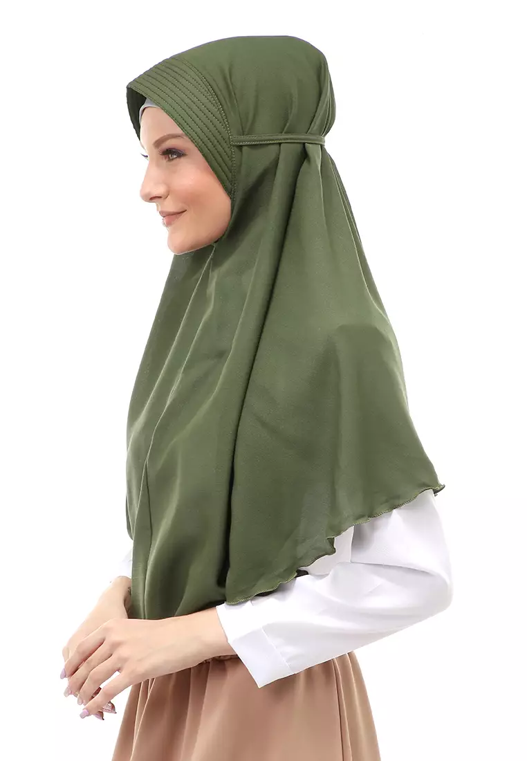 Anisa Jilbab Khimar Muslimah Polos Tali Berbo Regular Fit - Army