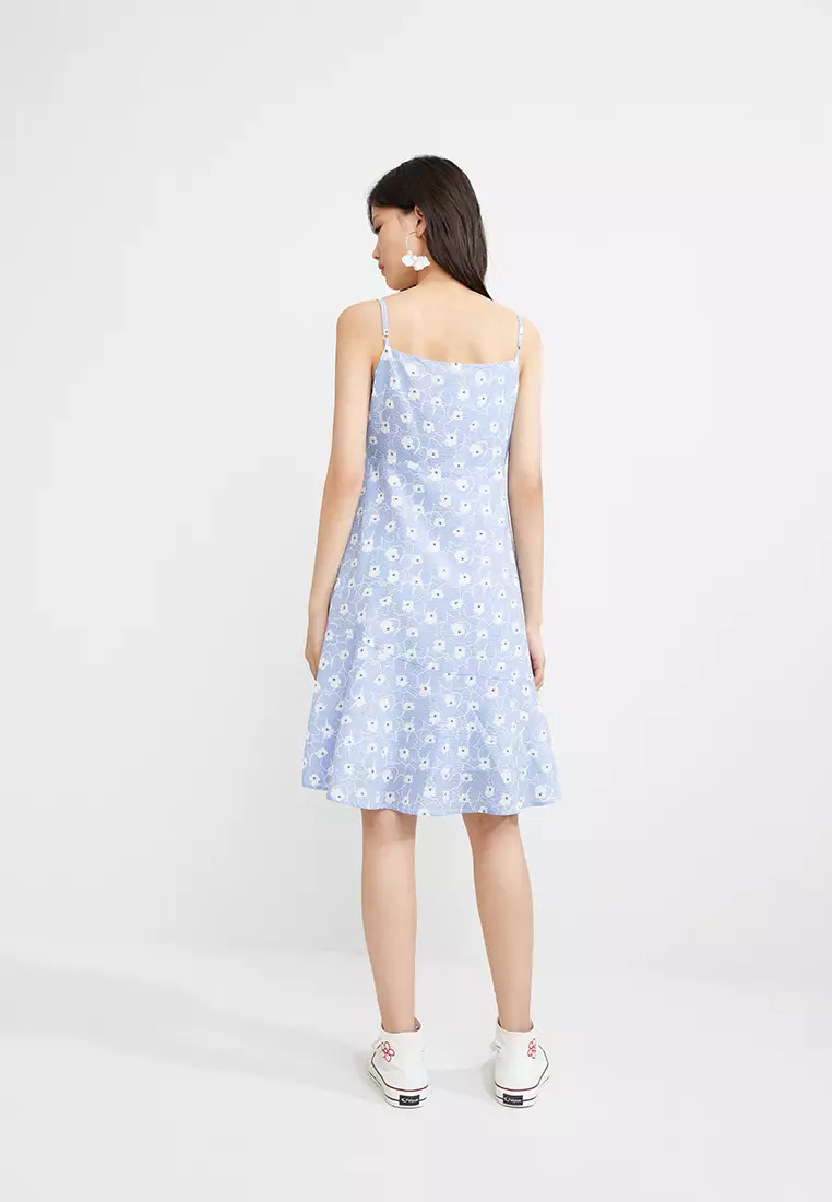 Textured Floral Spaghetti Strap Dress