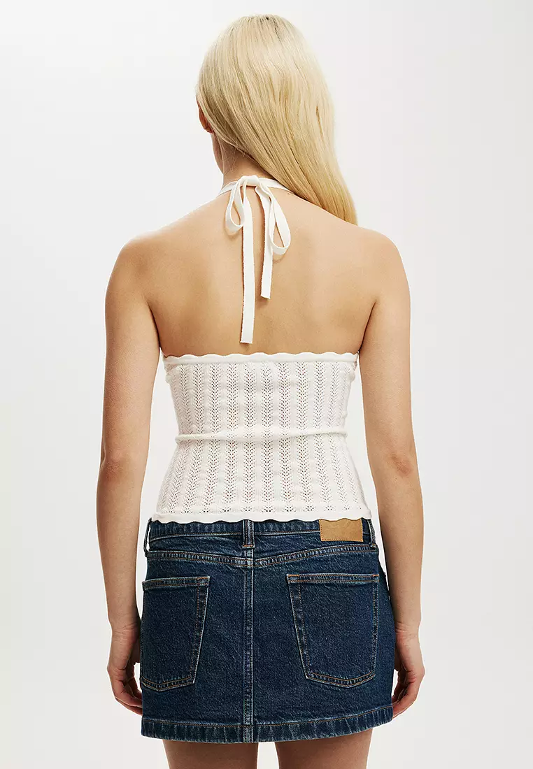 Scallop Edge Knit Halter Top