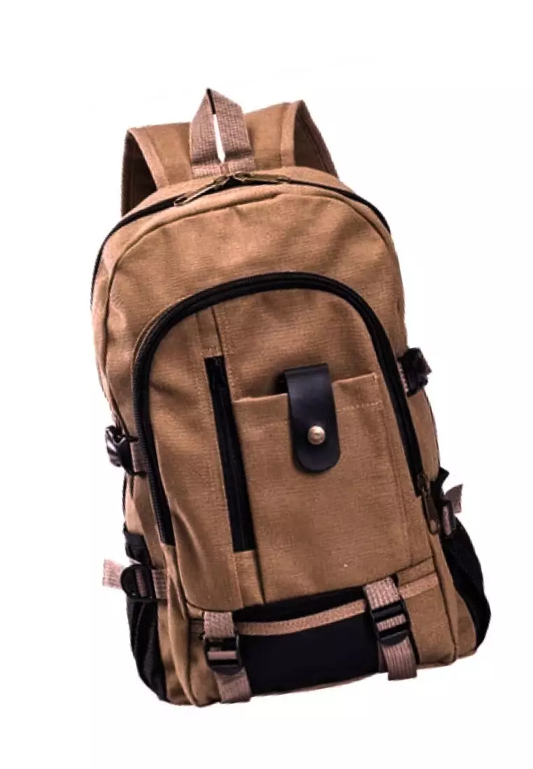 Victor Backpack Tas Ransel Pria Canvas Large Compartment Material Fabric ORIGINAL - Khaki