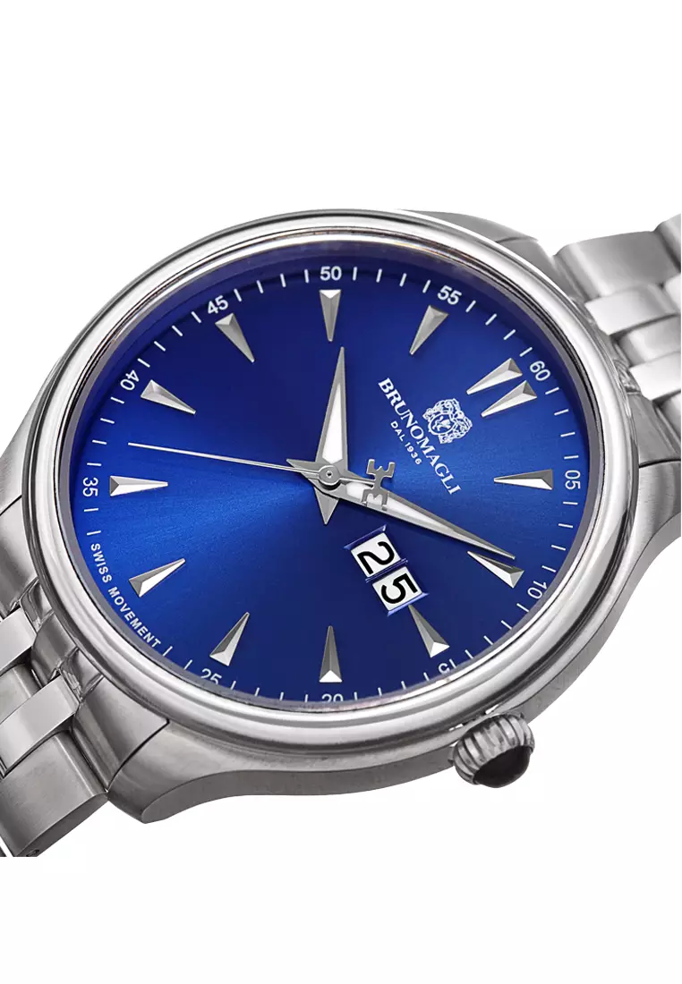 Bruno Magli Luca 16.171121-STB Jam Tangan Pria Bracelet Silver Blue