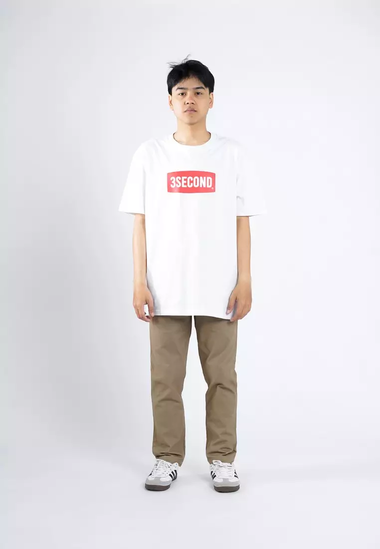 3Second Men's T-Shirt Short Sleeve Regular Fit Cotton Red Block OL-C280525