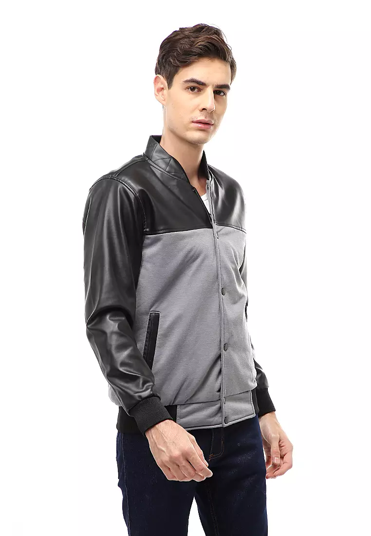 Halbert Outerwear Jaket Kulit Pria Elegant Material Leather ORIGINAL - Grey