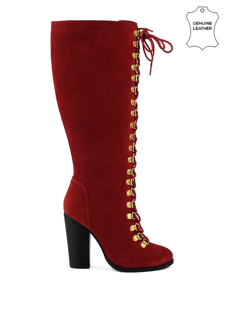 Red Goose Feather Antique High Heeled Ankle Boot