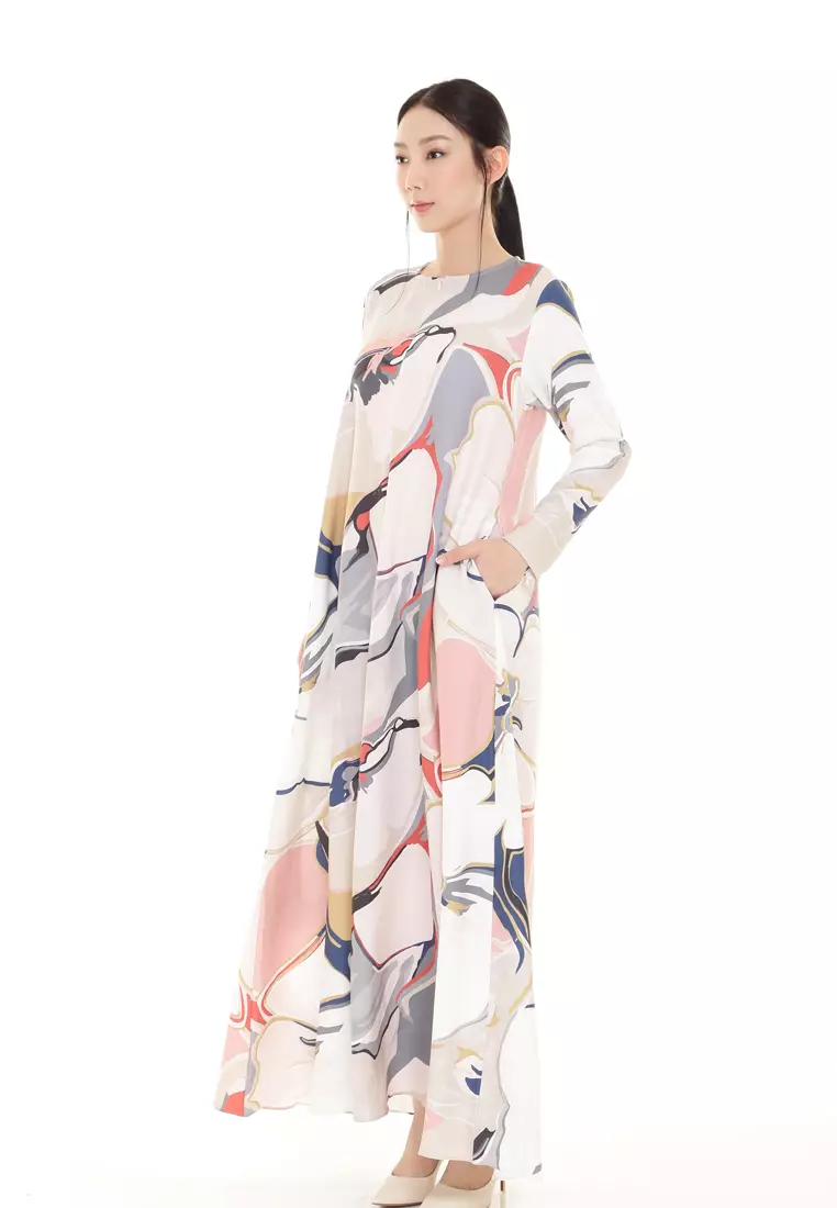 Felicia Printed Dress in Red White