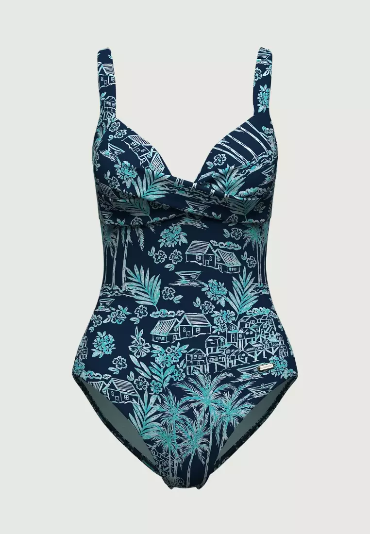 Tropadelic Days Jade Cross Front Onepiece