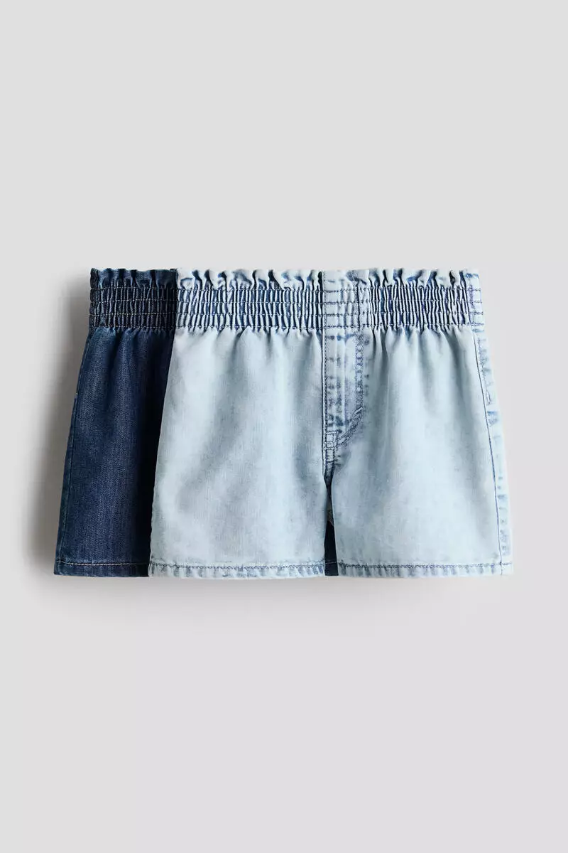 2-pack denim paper bag shorts
