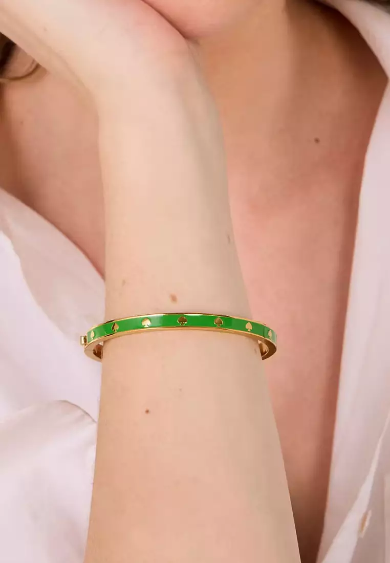 Spot the Spade Enamel Hinged Bangle Bracelet - KS Green KJ727