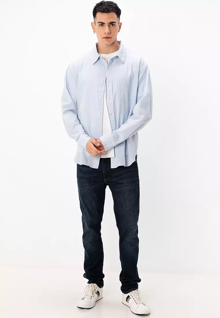 Relaxed Fit Pinstriped Seersucker Shirt