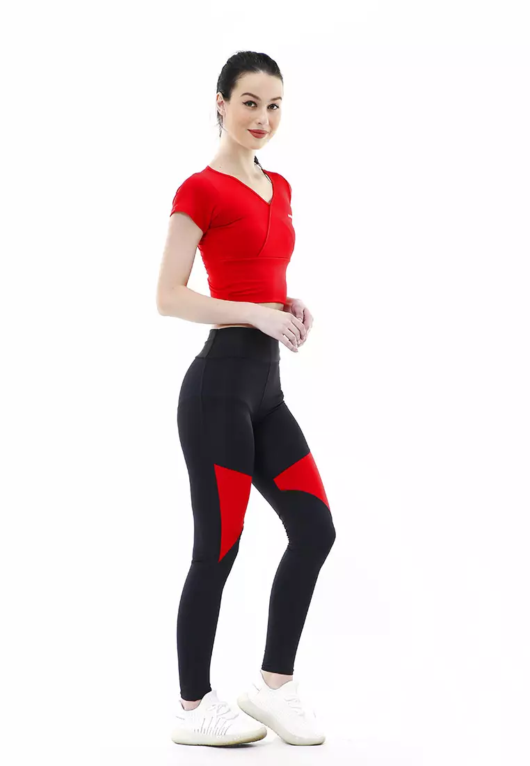 Jovita One Set Atasan Bawahan Baju Senam Aerobik Relaxed Fit - Merah