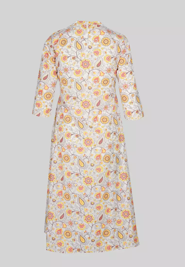 Le Reve Princess A 字型花卉束腰连衣裙