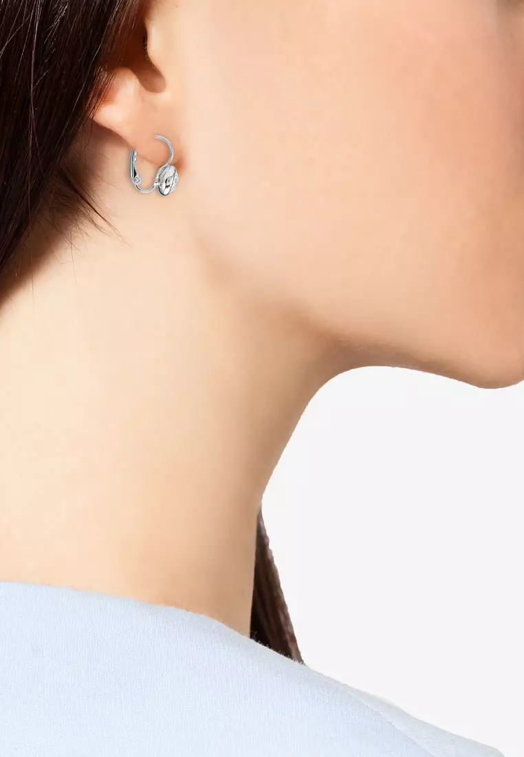 Bella White Swarovski® Crystals Mini Lever-Back Earrings