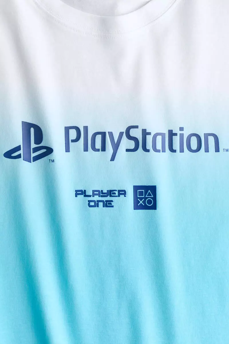 Print-motif cotton T-shirt